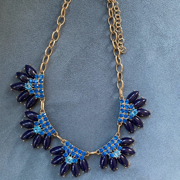 J Crew Blue Flower Statement Necklace - Picture 1 of 3